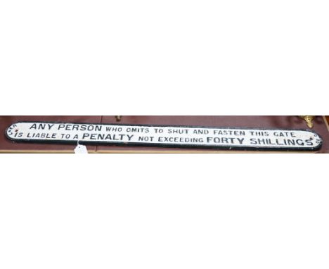 A LNER penalty gate closing metal sign, 102 wide,