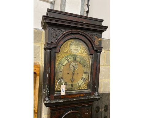 An 18th century chinoiserie longcase clock, height 224cm