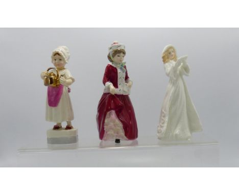 Royal Worcester Figureine - Polly put the Kettle on,Royal Doulton - Christmas Carols, Best Wishes (3) 