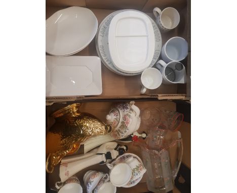 A mixed collection of ceramic and glassware items to include Paragon 'Country Lane' pattern items such as tea pot, 5 tea cups