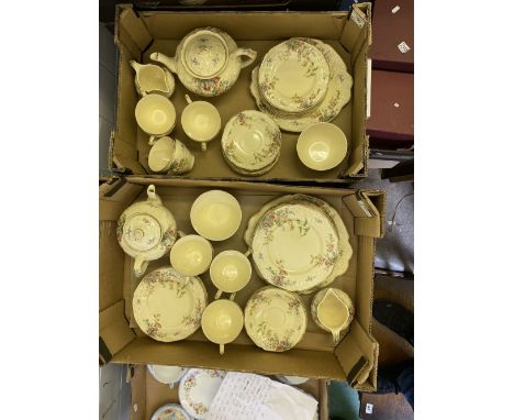Crown Ducal Florentine Rosaile Pattern tea ware items to include 2 full tea sets including 2 tea pots, 12 cups, 12 saucers, 1