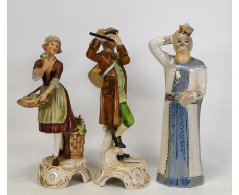 Two Goebel Figures in Period Dress together with Russian Figure of a King, tallest 23cm(3) 