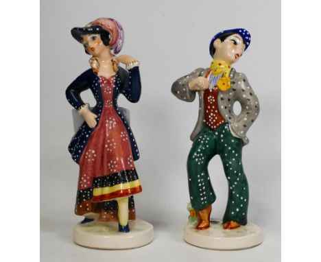 Goebel Hummel figures, pearly boy and girl, 14.5cm high (2) 
