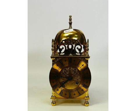 Brass Reproduction Lantern Clock, height 24cm 