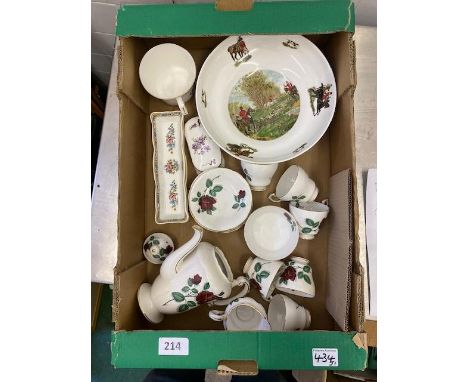 A mixed collection of ceramic items to include Paragon Rose tea ware items including Lidded Tea pot, 6 cups, 6 saucers, milk 