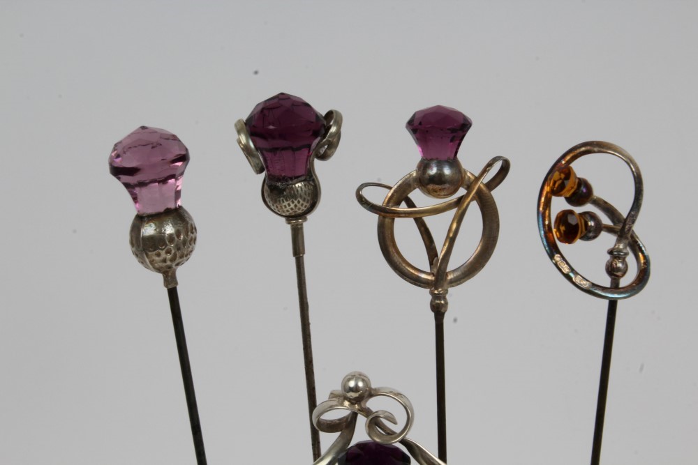 Collection of nine Edwardian and early 20th century silver mounted hat ...