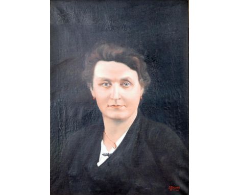 Emile Deschamps, portrait of a lady, oil on canvas, 70cm x 50cm 