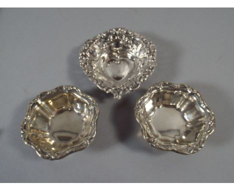 A Three Silver Dishes to include Pierced Heart Shaped Trinket Dish, Birmingham 1905 and Two Others (Stamped Birks Stirling). 