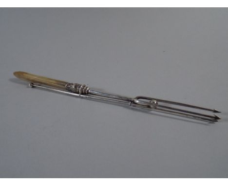 A Mother of Pearl Handled Silver Pickle Fork by George Unite. Hallmark Rubbed. 21.5cm Long. 