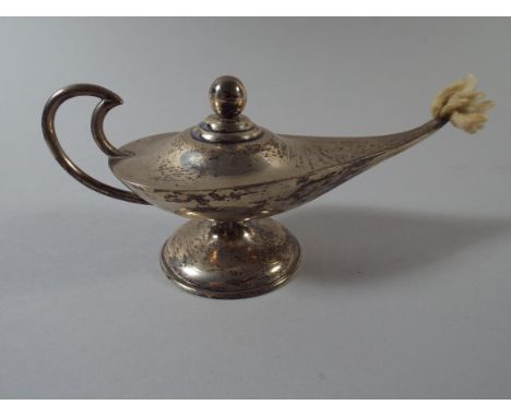 A Continental Sterling Silver Novelty Table Lighter in the Form of Aladdin's Lamp. Stamped 925