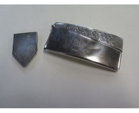 A silver card case and money clip, engraved decoration to card case with monogram and dents  - total weight approx 1.9 troy o