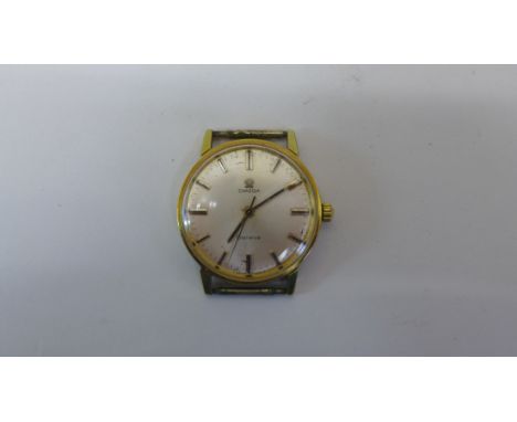 An Omega gold plated Seamaster manual wind wristwatch, 33mm case, running, some spotting to dial and some wear to case, no st