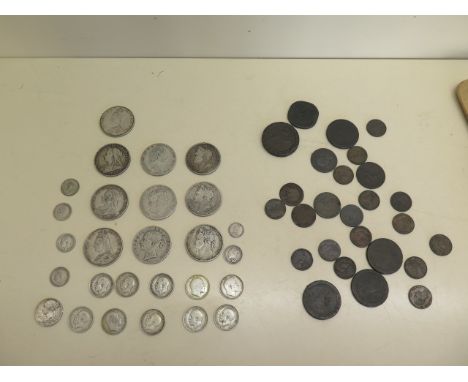 A collection of George III, George IIII/VI and Victorian Crowns, ten in total, and some later full silver coins, also collect