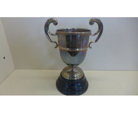 A silver masonic trophy engraved NMGA 1929 Bro A C Squires, St Mary's Lodge No 2302 - hallmarked Birmingham 1927 - height 23c
