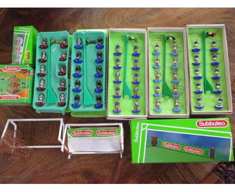 Five boxed Subbuteo football teams and accessories 