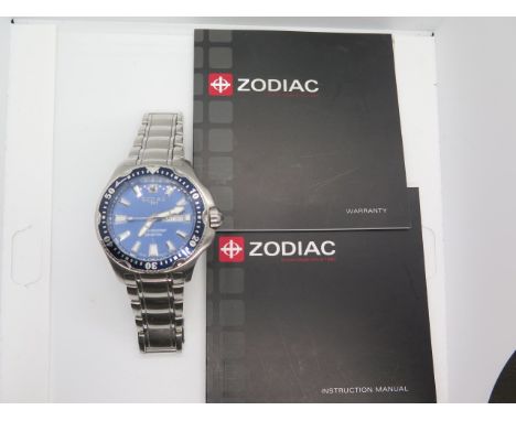 A Zodiac quarts chronograph divers watch, marked 1882 - water resistant 200 metres, with papers, engraved on side, Cork week 