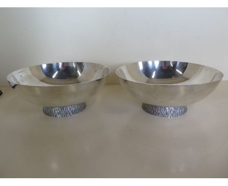 Two silver plated Camelot silver ware bowls, 8cm tall, 21cm diameter 
