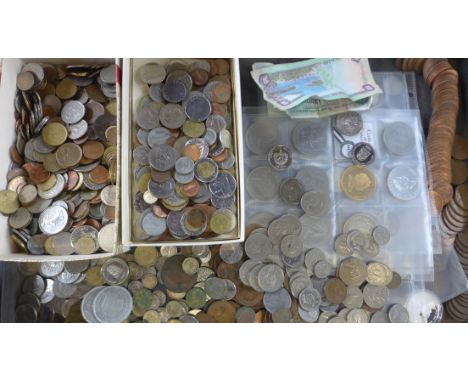 A collection of British and Continental coinage including some silver coins 