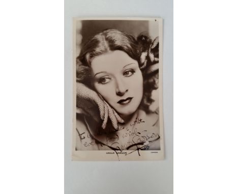 CINEMA, signed postcard by Greer Garson, official promo portrait, 3.5 X 5.5, EX