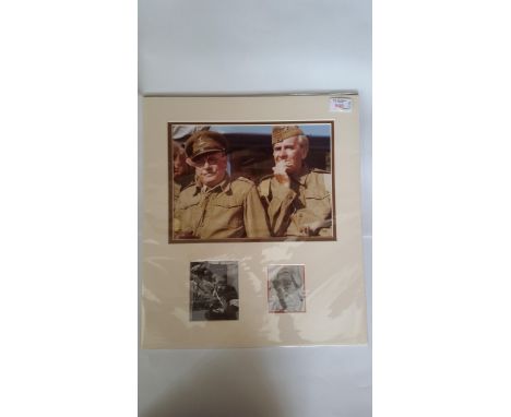 TELEVISION, Dad's Army signed piece, b/w photos of Arthur Lowe (black ink) &amp; John Le Mesurier (blue ink), overmounted ben