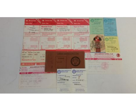 FOOTBALL, ticket selection, 1970s onwards, inc. Leeds 1990/91 season tickets, part used; Leeds travel club tickets, Bristol, 