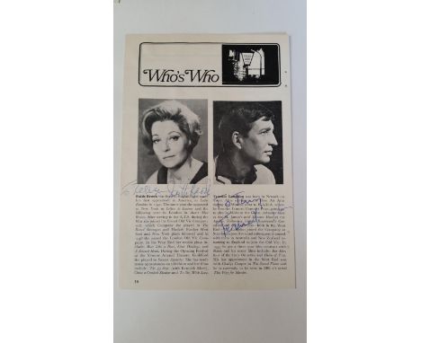 THEATRE, signed programme pages, inc. Brian Rix, Leslie Crowther, Joe Melia, Zena Walker, Faith Brook, Kathleen Byron, Toby R