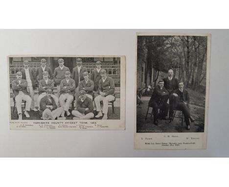 CRICKET, postcards, inc. group photo with Hirst, Haigh &amp; Rhodes (Yorkshire), Rhodes Portrait, Yorkshire cricket team 1905