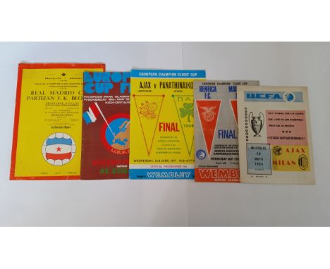 FOOTBALL, European Cup Final programmes, inc. Real Madrid v Partizan Belgrade 1966, Benfica v Manchester United 1968, Ajax v 