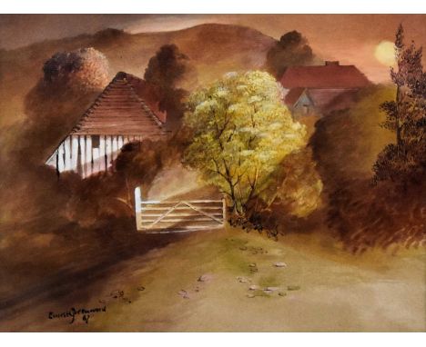Ernest Greenwood R.C.A. (British 1913-2009)Untitled landscape, 1987Ink &amp; watercolour on paperSigned &amp; dated lower lef