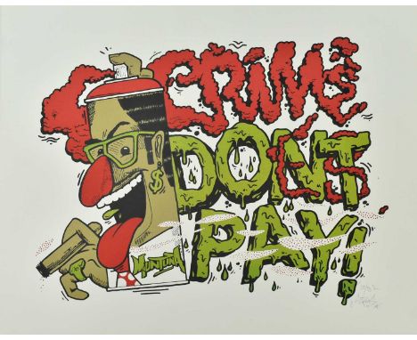Ermsy Erms (British)Crime!, 2012Screen Print Signed and numbered 50/50 in pencil
Ermsy aka Ermone is English graffiti artist 