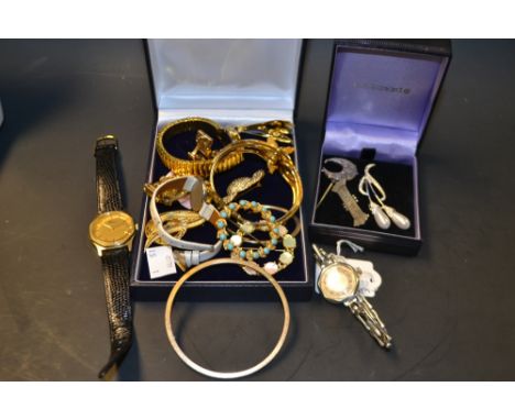 Watches and Jewellery- a Victorian silver aesthetic movement crescent moon brooch; another Anne; Rotary and other wristwatche