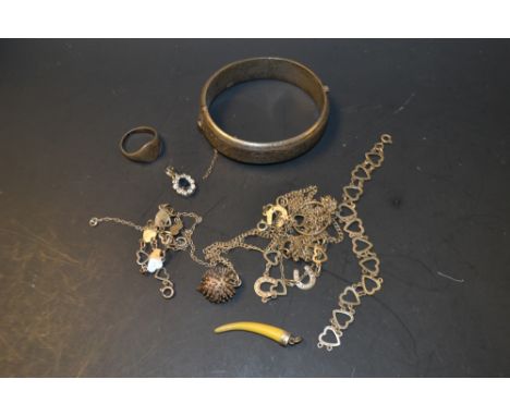 Silver and other jewellery- bangle, charm, pendant etc. 