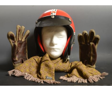 A Kangol Colt 3 retro helmet; a Duggie scarf and gentlemans gloves