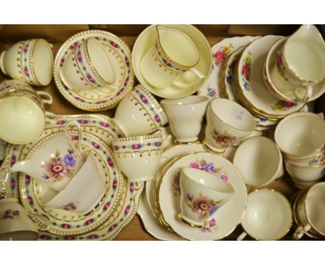 Ceramics-a Royal Sutherland Staffordshire printed tea service, comprising side plate and saucers, another similar, a Colcloug