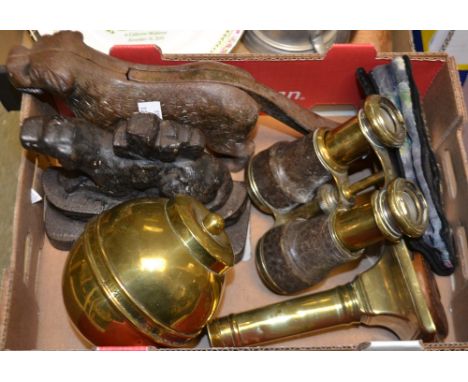 Boxes and Objects- A 19th century cast iron door stop, as a spaniel; a 19th century cast iron nutcracker as a dog; an 18th ce