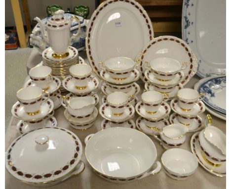 A paragon elegance pattern dinner, tea and coffee service for six, including twin handle tureen and cover, coffee pot, plates