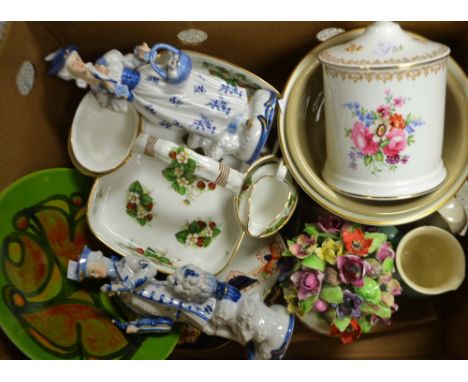 Ceramics-a Hammersley porcelain strawberry set comprising bowl, cream jug and sugar bowl; a Poole pottery bowl; a Crown Staff