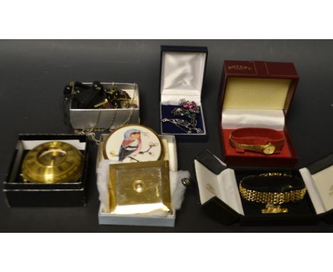 Jewellery - a novelty silver apple pendant; other silver jewellery; Oriental necklace; seal; bookmark; Rotary watch; etc.
