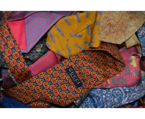 A gentleman's accessories - silk ties including Hermes 7501 1A, Hermes 7198 UA, Hermes 7775 FA, Gucci, Liberty, English Eccen