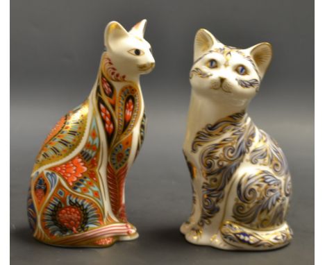 A Royal Crown Derby paperweight, Majestic Cat, limited edition 2124/3500, first quality; another, cat, first quality (2)