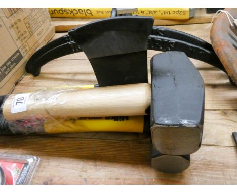 A mini sledge hammer, a mini axe and a club hammer 