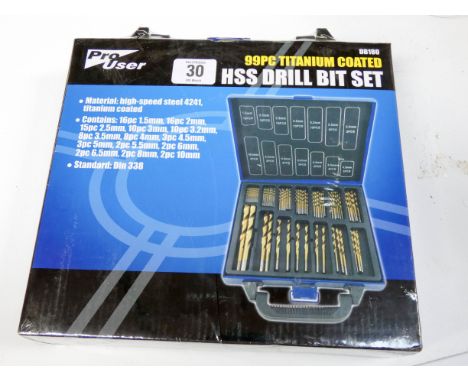 A new 99 piece titanium coated HSS drill bit set 