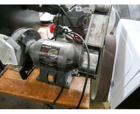 A bench grinder and sander 