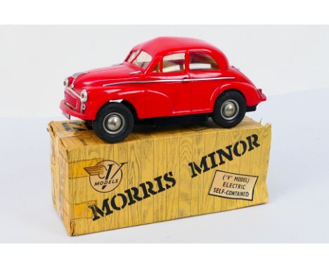 Victory Industries - A boxed Victory Industries 1:18 scale Morris Minor 1000 Saloon. The electric plastic bodied model in red