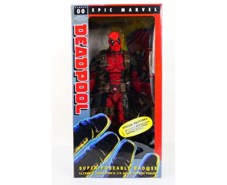 Neca - Deadpool - An unopened poseable 1/4 scale Deadpool figure with 33 x points of articulation, 7 x interchangeable hands 