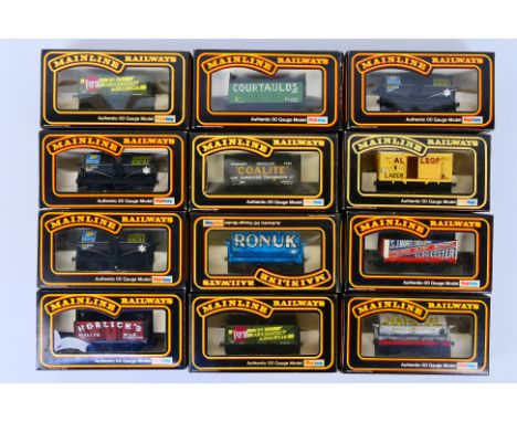 Mainline - 12 boxed OO gauge freight rolling stock wagons and tankers from Mainline. Lot includes #37-146 'National Benzole' 