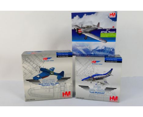 Hobby Master - Three boxed diecast model aircraft in 1:72 scale from Hobby Master. Lot consists of HA0126 SBD-3 VS-41 USS Ran