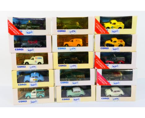 Corgi Classics - 15 boxed diecast Morris Minor model vehicles from Corgi Classics, including #97344 Pick-Up 'Cement Marketing