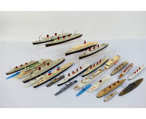 Minic - Others - A fleet of 24 unboxed predominately Minic diecast model ships in various scales . Lot includes Minic M703 RM