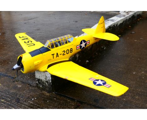 HobbyKing - A HobbyKIng AT-6 Texan Trainer radio controlled aircraft. The wingspan is approximately 128 cm, length 96 cm and 